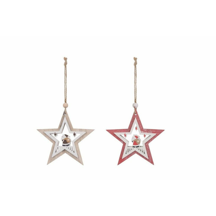 Wooden Star Christmas Tree Decorations - set of 2 - Christmas.uk