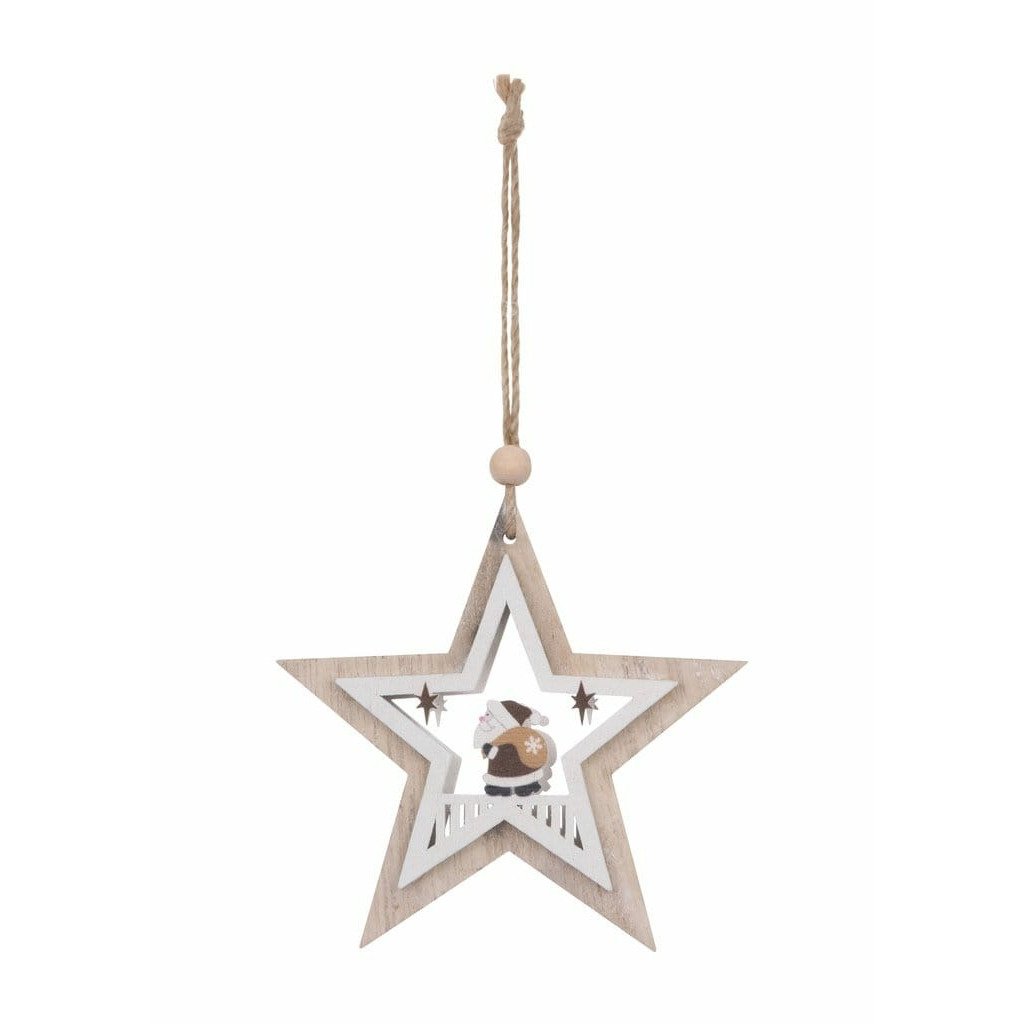 Wooden Star Christmas Tree Decorations - set of 2 - Christmas.uk